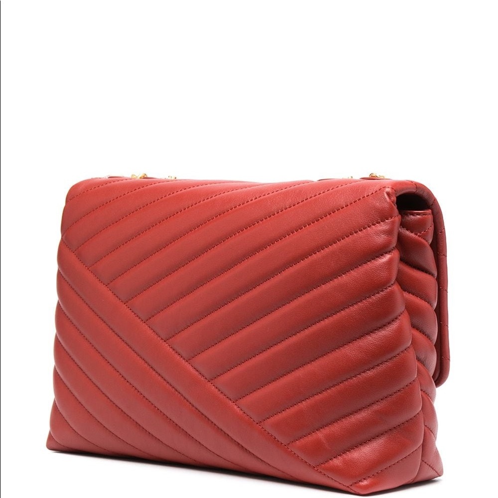 Tory Burch Kira Chevron leather bag in red. Used only once, looks brand new!